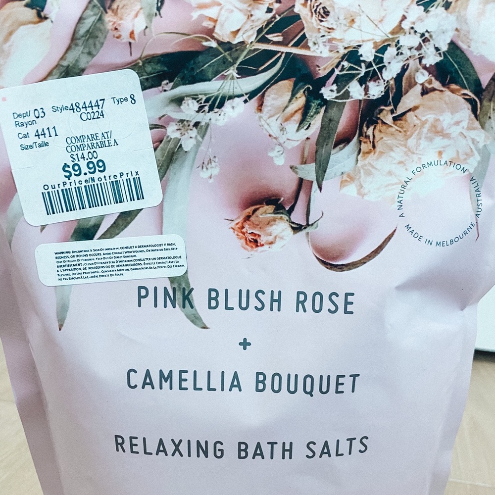Liquidation Sale: Pink Blush Rose + Camellia Bouquet Relaxing Bath Salts